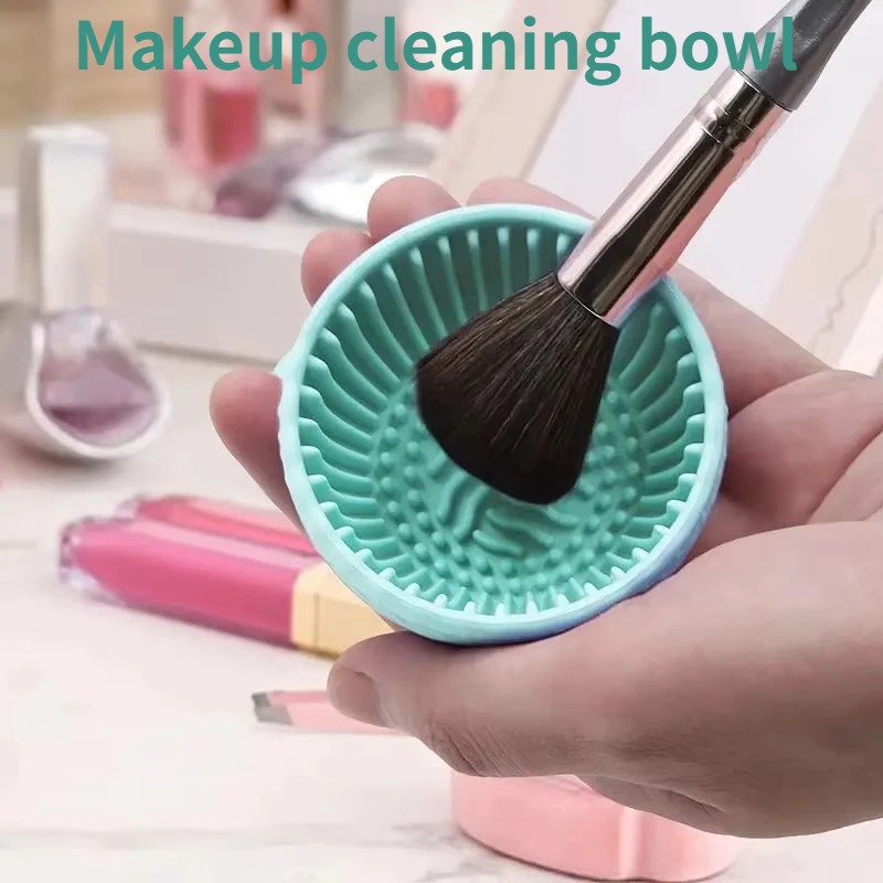 Beauty Makeup Background - Soft Silicone Makeup Brush Cleaner Bowl