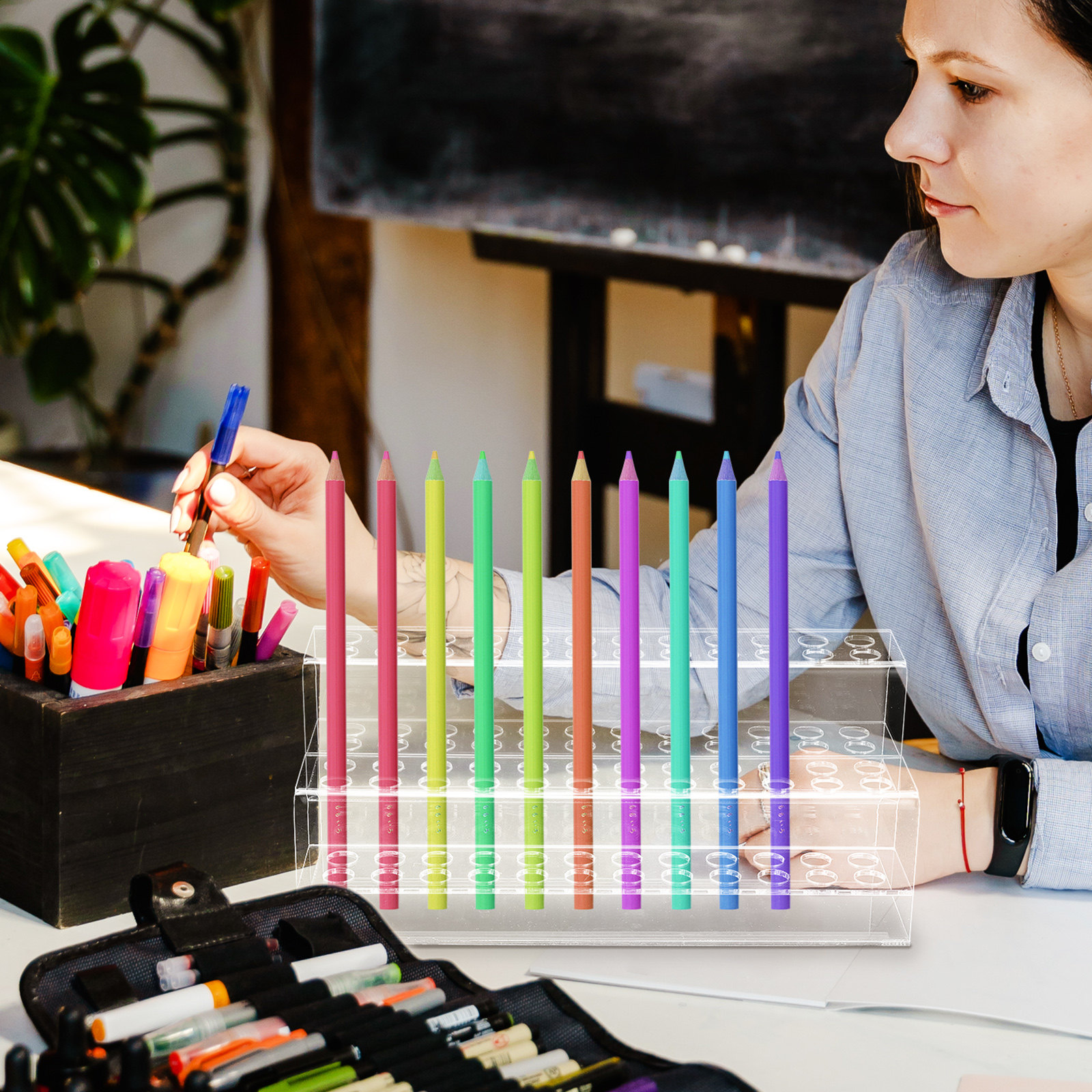 Acrylic Makeup Pen Holder Orga - Lip Liner Pencil reseña y precio