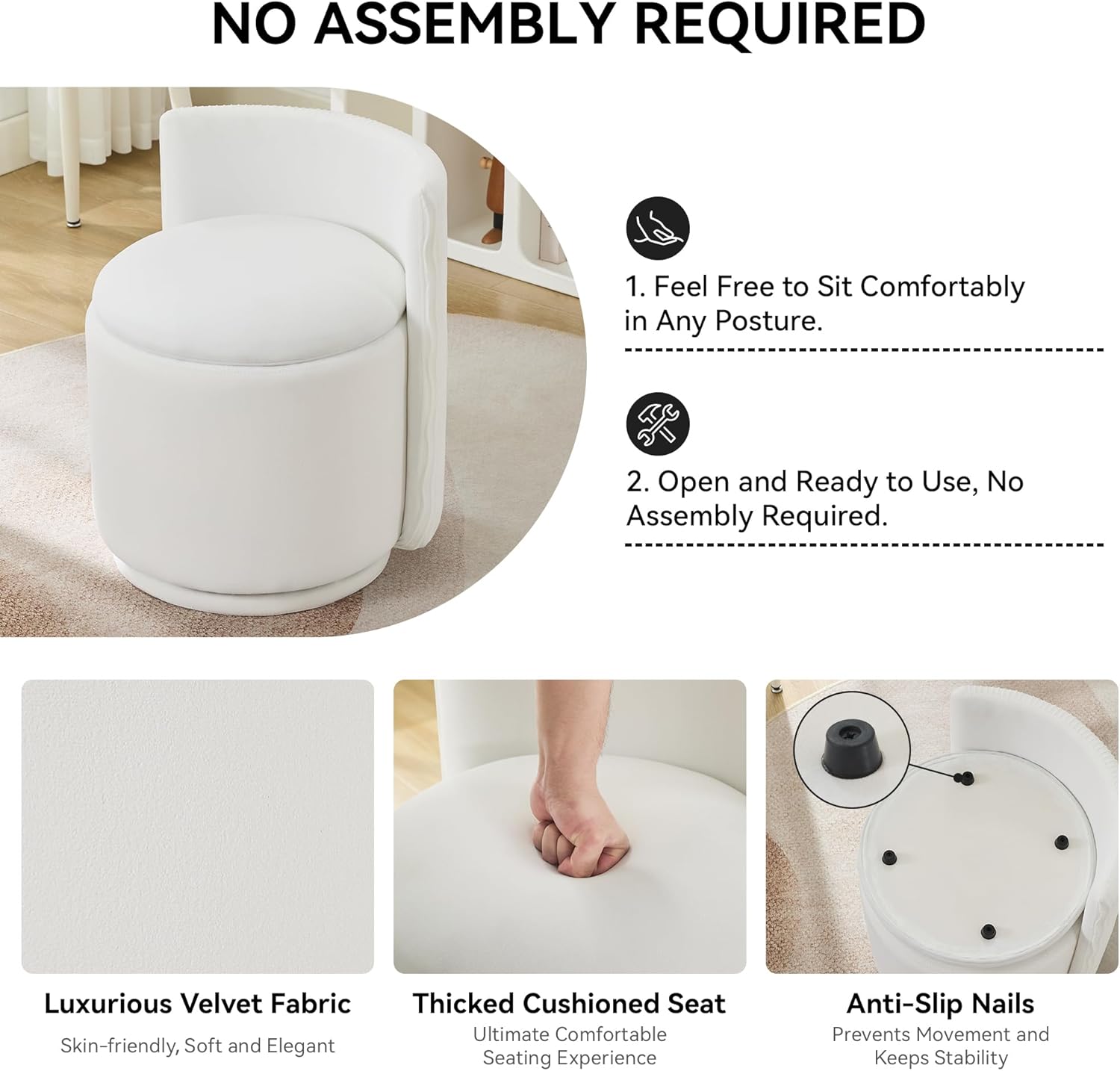 WUTUTUEE Velvet Vanity Chair w - Beauty Makeup Chair reseña y precio