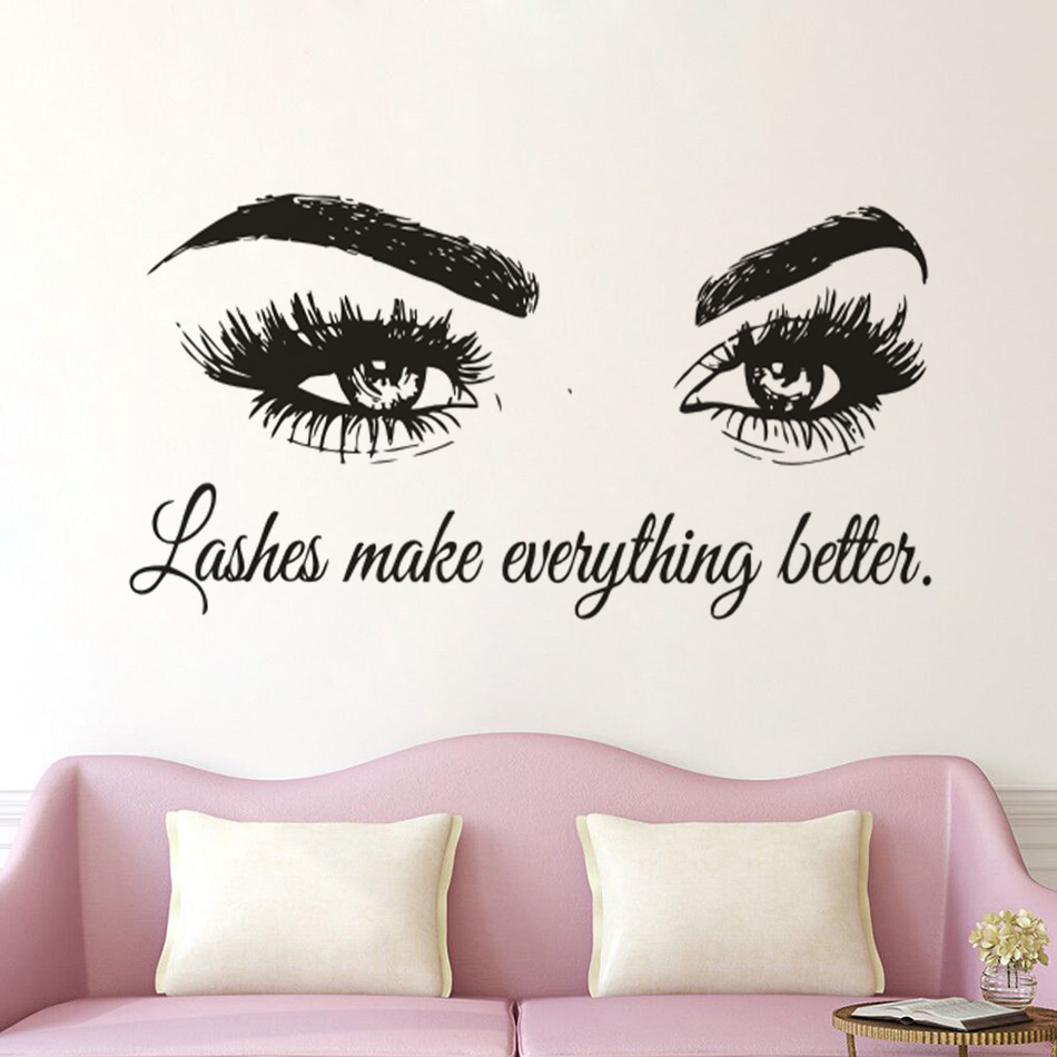 Eyelashes Vinyl Wall Decal Bea - Makeup Is Beauty Quotes reseña y precio