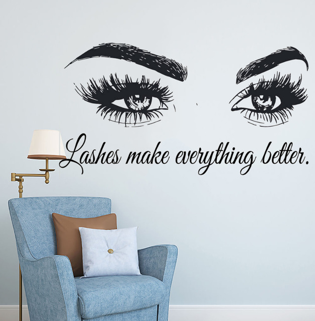 Eyelashes Vinyl Wall Decal Bea - Makeup Is Beauty Quotes reseña y precio