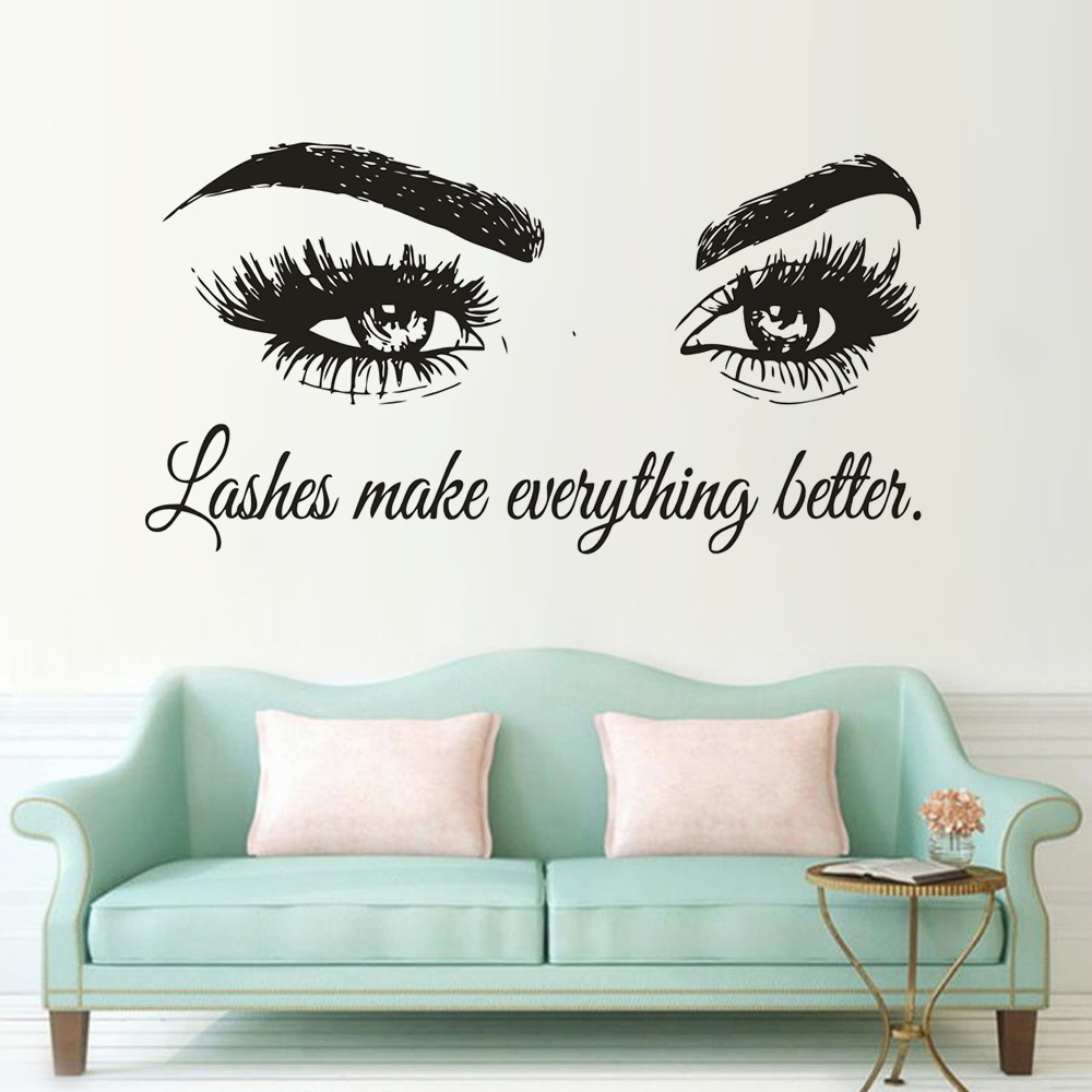 Eyelashes Vinyl Wall Decal Bea - Makeup Is Beauty Quotes reseña y precio
