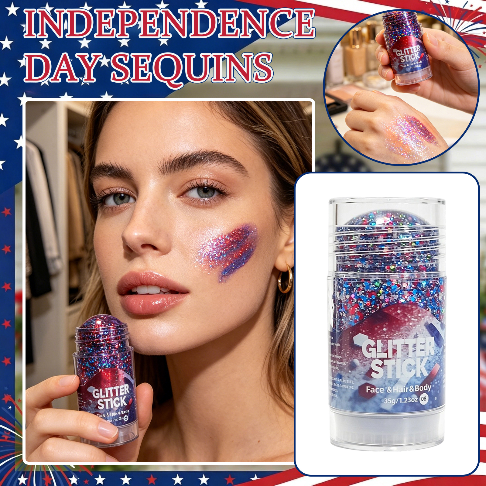Independence Day Glitter Stick - Body Shimmer Lotion reseña y precio
