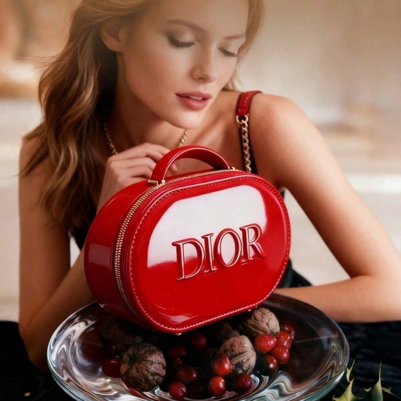 Dior’s Bag Red Cosmetic Bag Lu - Beauty Makeup Logo Design reseña y precio