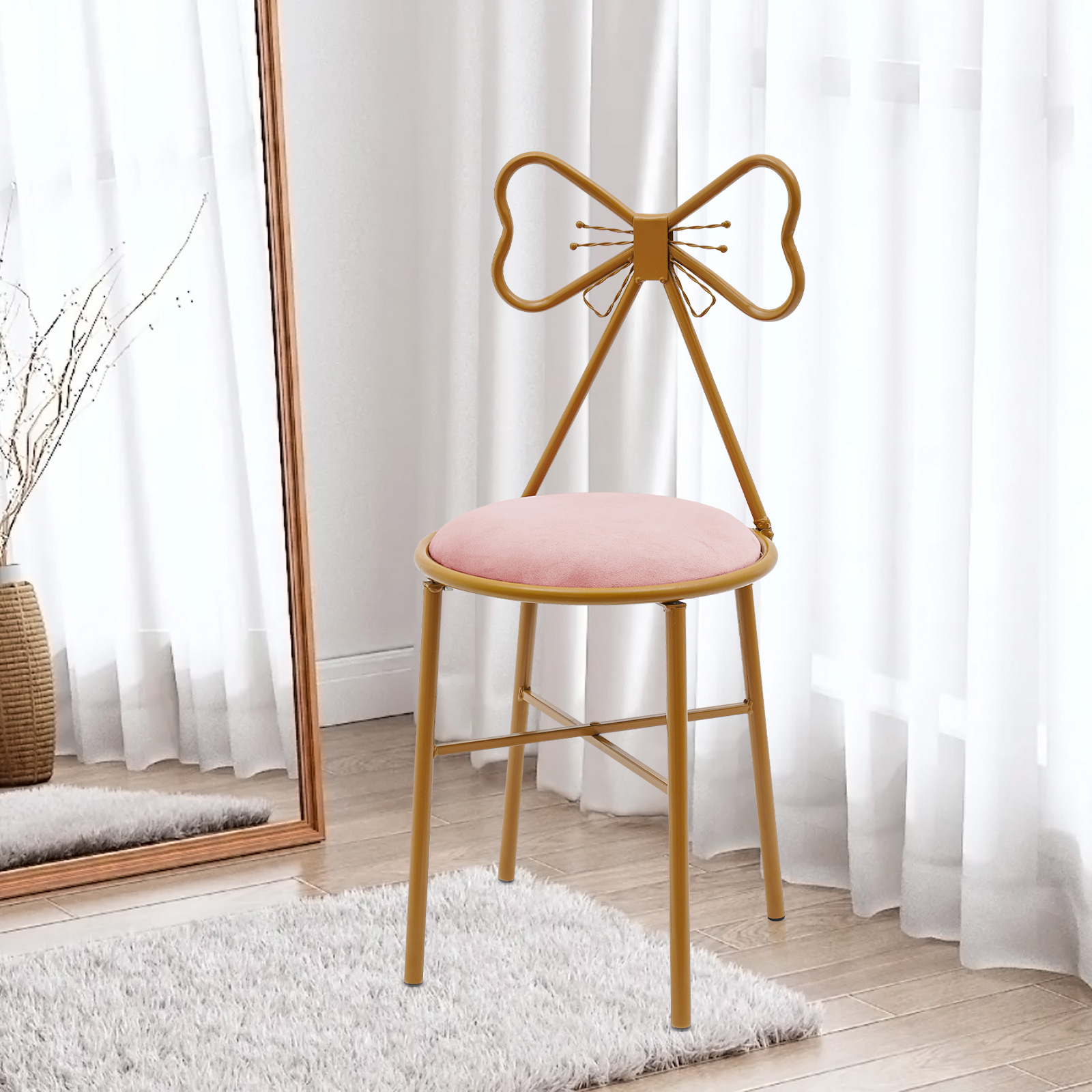 Butterfly Bow Tie Vanity Chair - Beauty Makeup Chair reseña y precio