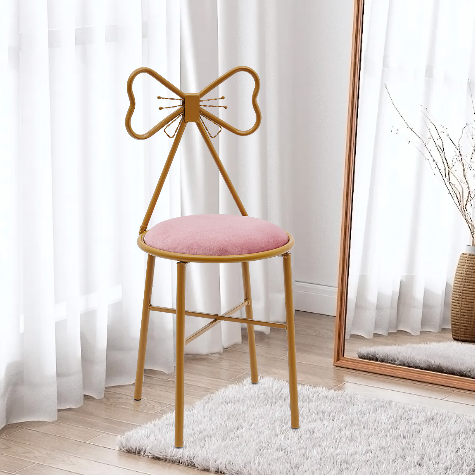 Butterfly Bow Tie Vanity Chair - Beauty Makeup Chair reseña y precio