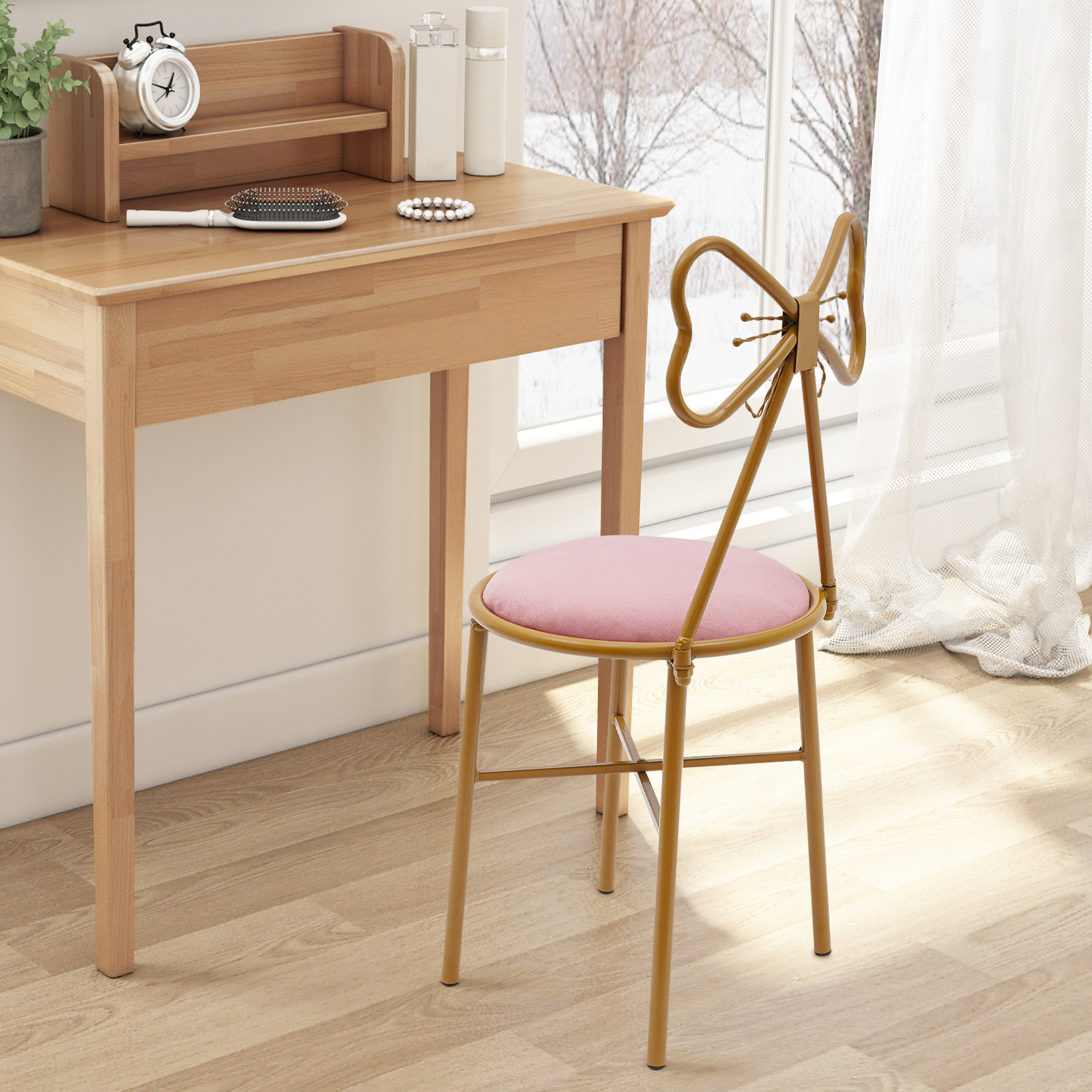 Butterfly Bow Tie Vanity Chair - Beauty Makeup Chair reseña y precio