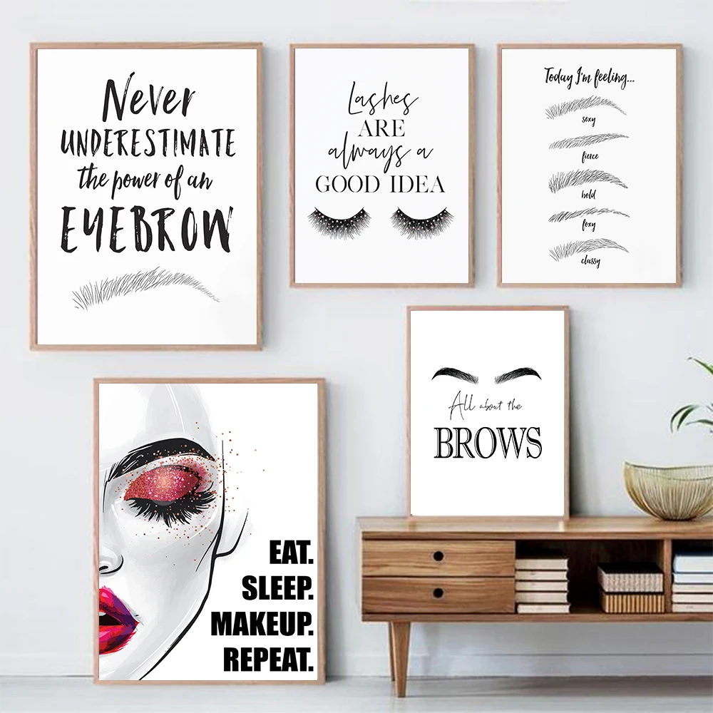 Fashion MakeUp Canvas Painting - Makeup Is Beauty Quotes reseña y precio