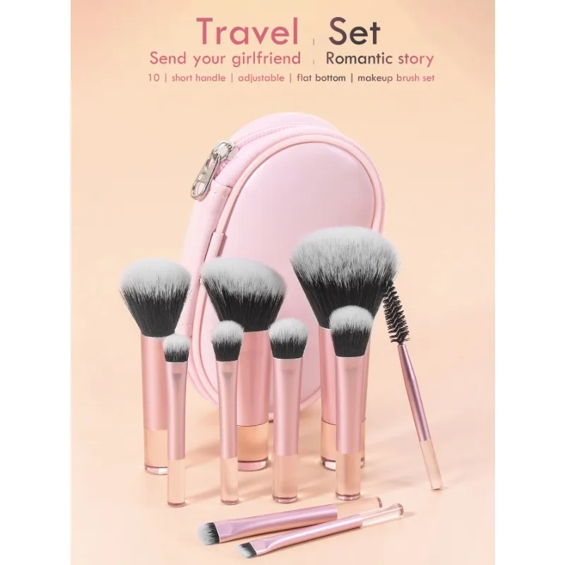 10pcs Pink Portable Makeup Bru - Beauty Makeup Background reseña y precio
